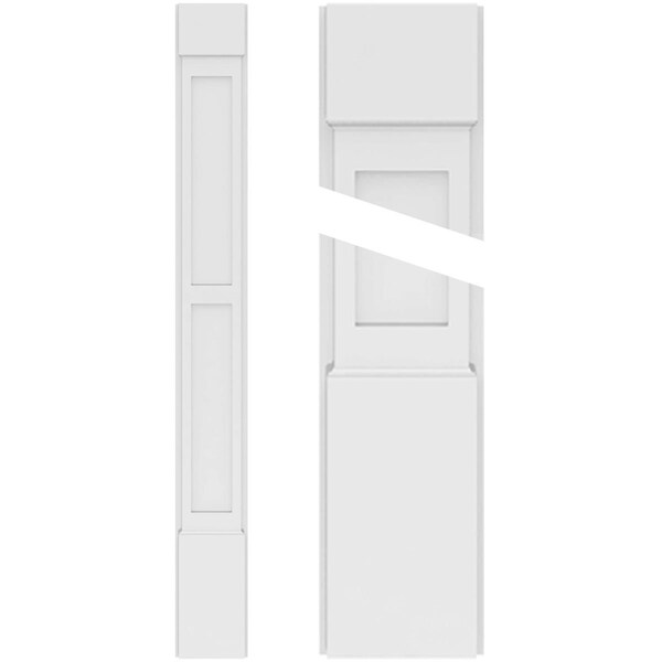 Ekena Millwork Two Equal Flat Panel PVC Pilaster w/Standard Capital & Base, 8"W x 72"H x 2"P PILP08X072DFP01-2 - main